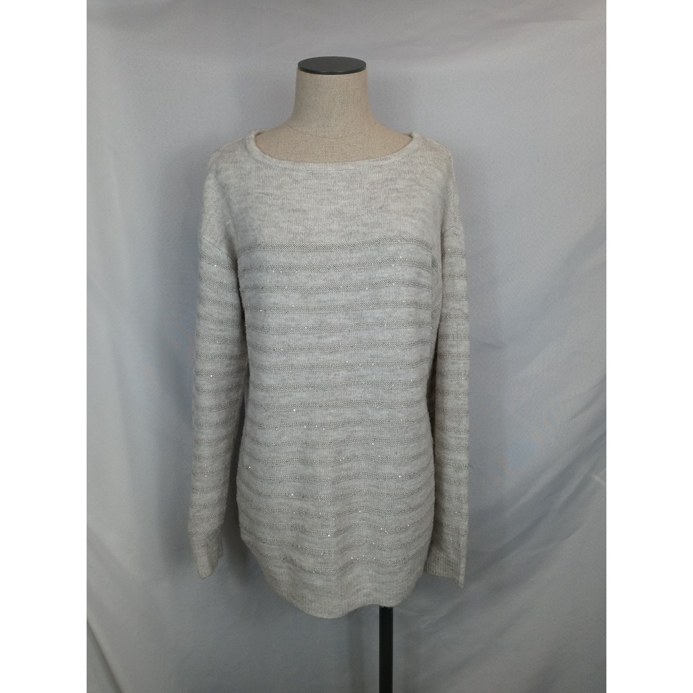 Liz Claiborne Sweater Size M – Gray Ribbed Knit Sparkle Long Sleeve‎ Pullover